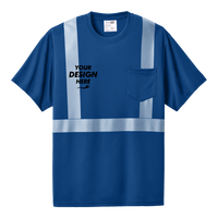 CornerStone Enhanced Visibility Segmented Tape Tee, Royal, Front view, Mockup