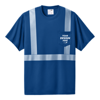 CornerStone Enhanced Visibility Segmented Tape Tee, Royal, Front view, Mockup