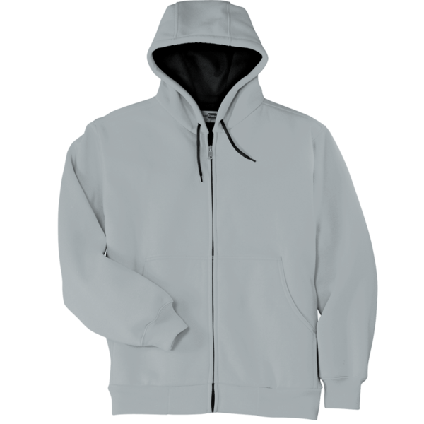 CornerStone Heavyweight Full Zip Hooded Sweatshirt with Thermal Lining, Athletic Heather, Front view