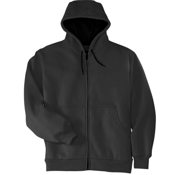 CornerStone Heavyweight Full Zip Hooded Sweatshirt with Thermal Lining, Black, Front view