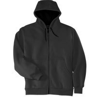 CornerStone Heavyweight Full Zip Hooded Sweatshirt with Thermal Lining, Black, Front view