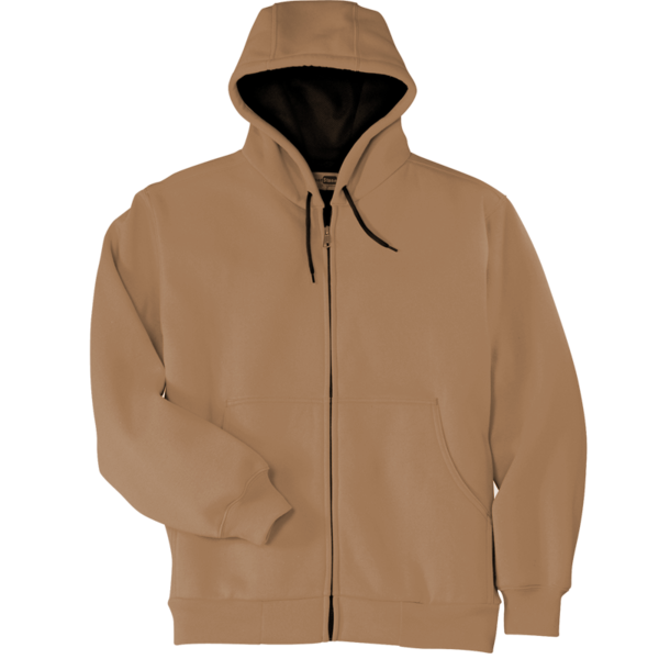 CornerStone Heavyweight Full Zip Hooded Sweatshirt with Thermal Lining, Duck Brown, Front view