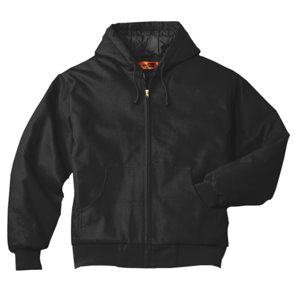 CornerStone Tall Duck Cloth Hooded Work Jacket, Black, Front view