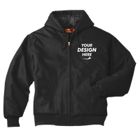 CornerStone Tall Duck Cloth Hooded Work Jacket, Black, Front view, Mockup