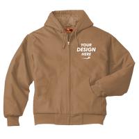 CornerStone Tall Duck Cloth Hooded Work Jacket, Duck Brown, Front view, Mockup