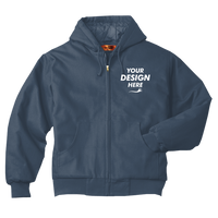 CornerStone Tall Duck Cloth Hooded Work Jacket, Navy, Front view, Mockup