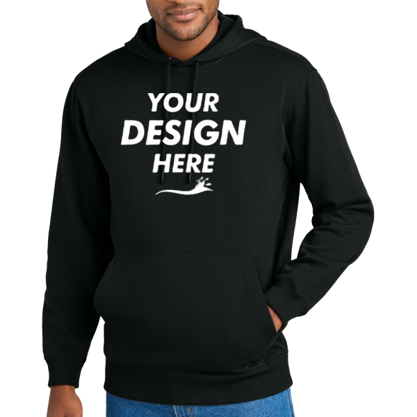 CornerStone Tough Fleece Pullover Hoodie, Black, Front view, Mockup