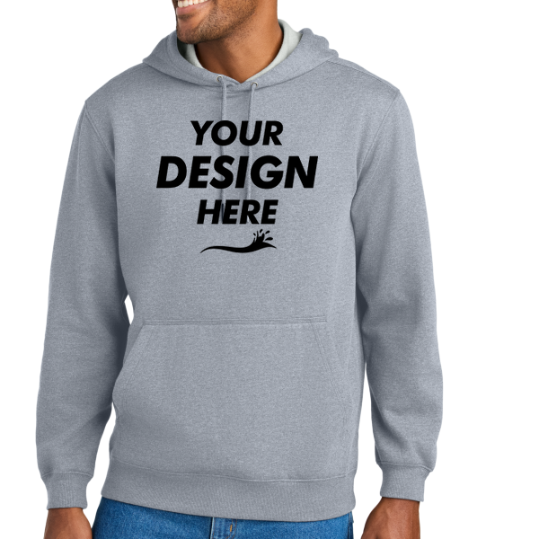 CornerStone Tough Fleece Pullover Hoodie, Heather Grey, Front view, Mockup