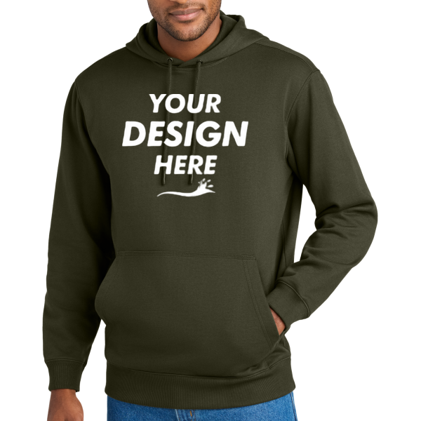 CornerStone Tough Fleece Pullover Hoodie, Tundra Green, Front view, Mockup