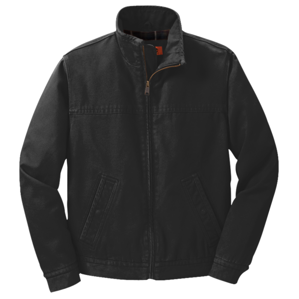 CornerStone Washed Duck Cloth Flannel Lined Work Jacket, Black, Front view