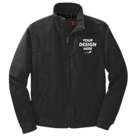 CornerStone Washed Duck Cloth Flannel Lined Work Jacket, Black, Front view, Mockup