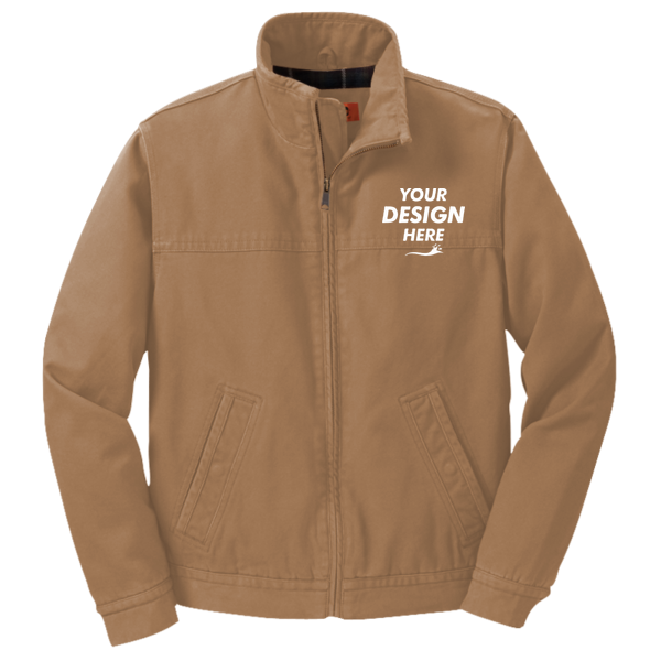 CornerStone Washed Duck Cloth Flannel Lined Work Jacket, Duck Brown, Front view, Mockup