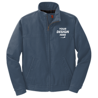 CornerStone Washed Duck Cloth Flannel Lined Work Jacket, Navy, Front view, Mockup