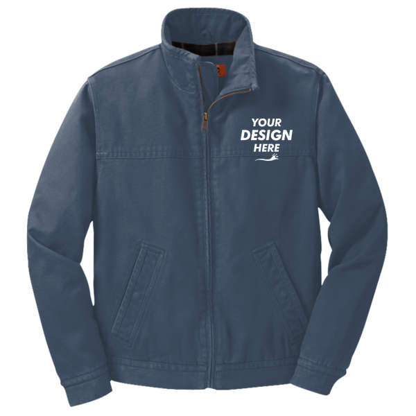 CornerStone Washed Duck Cloth Flannel Lined Work Jacket, Navy, Front view, Mockup