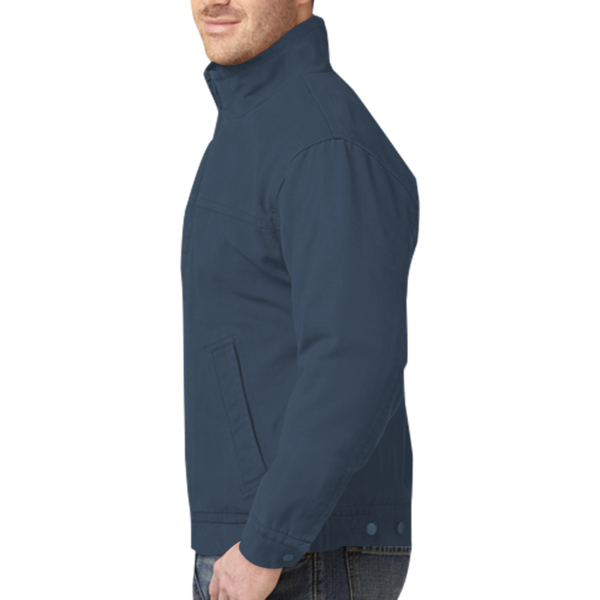 CornerStone Washed Duck Cloth Flannel Lined Work Jacket, Navy, Left Sleeve (Long) view