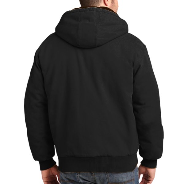 CornerStone Washed Duck Cloth Insulated Hooded Work Jacket, Black, Back view