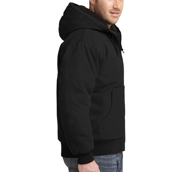 CornerStone Washed Duck Cloth Insulated Hooded Work Jacket, Black, New product view view