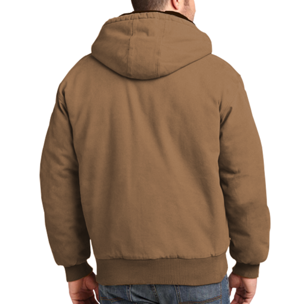 CornerStone Washed Duck Cloth Insulated Hooded Work Jacket, Duck Brown, Back view