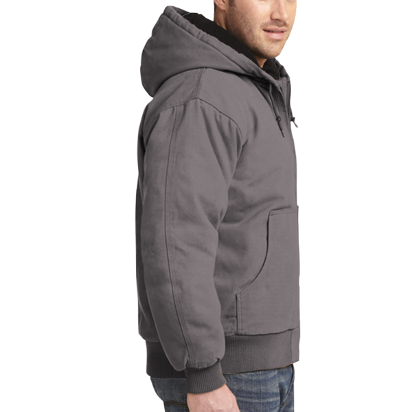 CornerStone Washed Duck Cloth Insulated Hooded Work Jacket, Metal Grey, New product view view