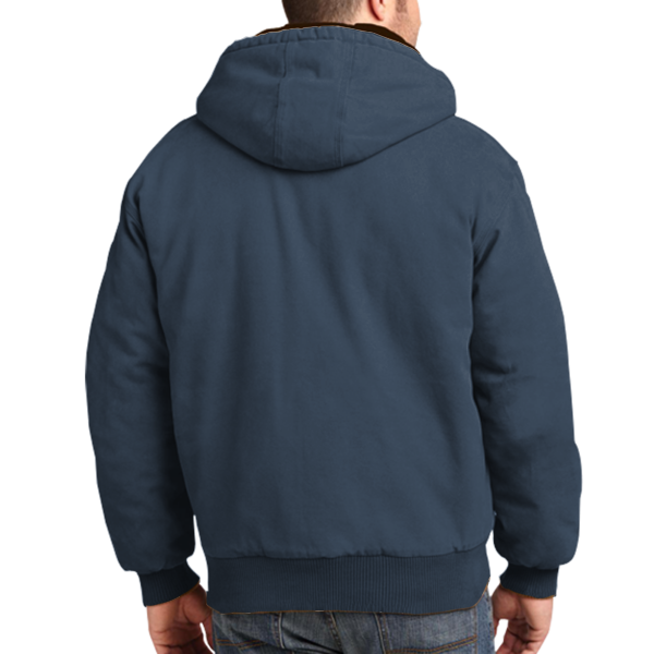 CornerStone Washed Duck Cloth Insulated Hooded Work Jacket, Navy, Back view