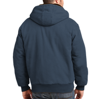 CornerStone Washed Duck Cloth Insulated Hooded Work Jacket, Navy, Back view