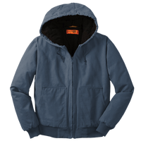 CornerStone Washed Duck Cloth Insulated Hooded Work Jacket, Navy, Front view
