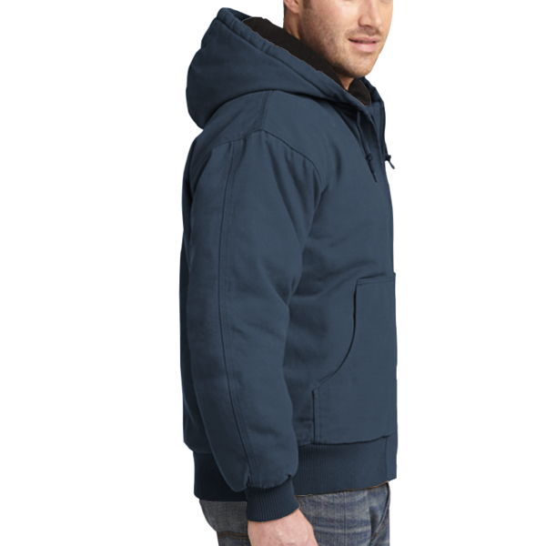 CornerStone Washed Duck Cloth Insulated Hooded Work Jacket, Navy, New product view view