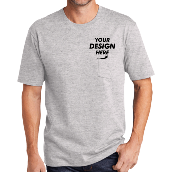 CornerStone Workwear Pocket Tee, Heather Grey, Front view, Mockup