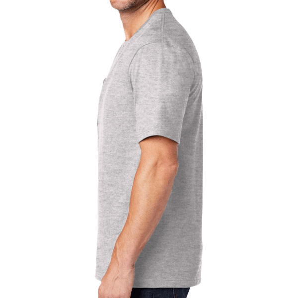 CornerStone Workwear Pocket Tee, Heather Grey, Left Sleeve view