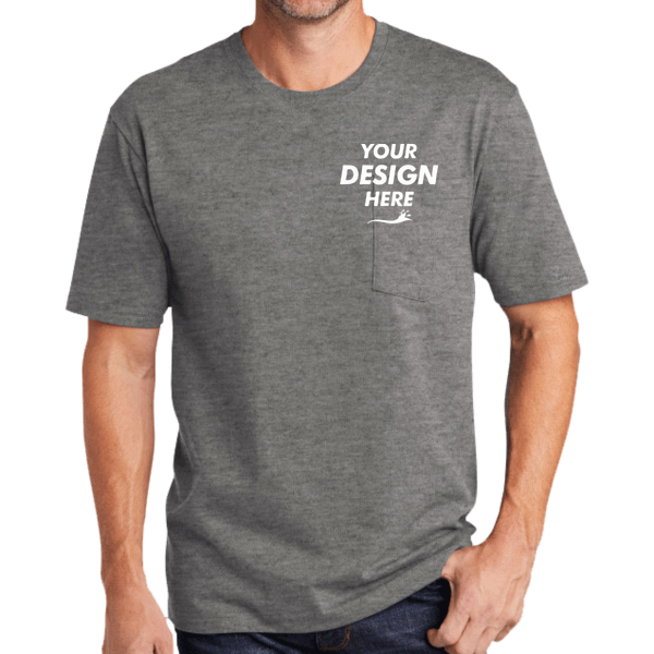 CornerStone Workwear Pocket Tee, Heathered Charcoal, Front view, Mockup