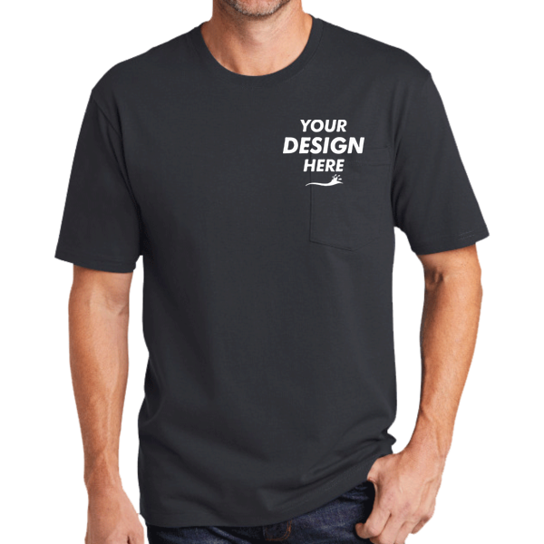 CornerStone Workwear Pocket Tee, Navy Blue, Front view, Mockup