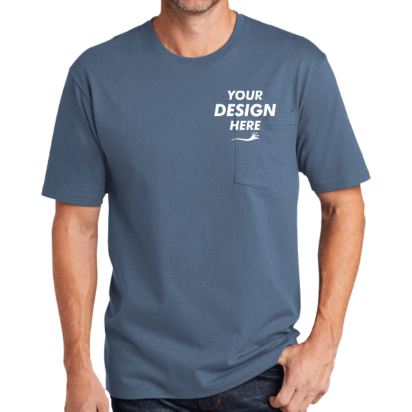 CornerStone Workwear Pocket Tee, Regatta Blue, Front view, Mockup