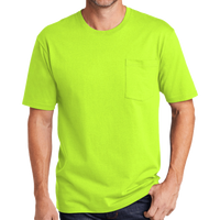 CornerStone Workwear Pocket Tee, Safety Green, Front view
