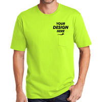 CornerStone Workwear Pocket Tee, Safety Green, Front view, Mockup