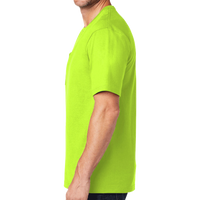 CornerStone Workwear Pocket Tee, Safety Green, Left Sleeve view