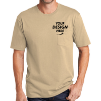 CornerStone Workwear Pocket Tee, Tan, Front view, Mockup
