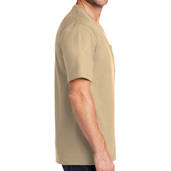 CornerStone Workwear Pocket Tee, Tan, Right Sleeve view