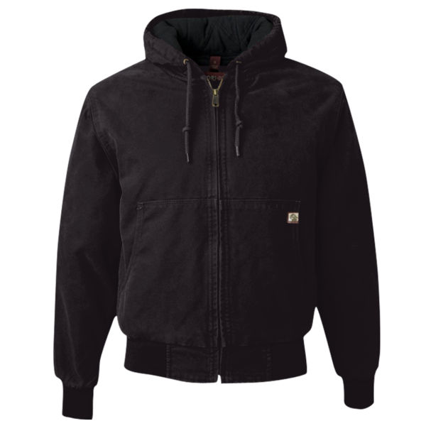DRI DUCK Men's Cheyenne Boulder Cloth™ Hooded Jacket with Tricot Quilt Lining, Black, Front view