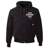 DRI DUCK Men's Cheyenne Boulder Cloth™ Hooded Jacket with Tricot Quilt Lining, Black, Front view, Mockup