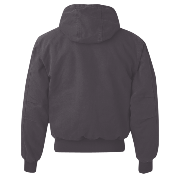 DRI DUCK Men's Cheyenne Boulder Cloth™ Hooded Jacket with Tricot Quilt Lining, Charcoal, Back view