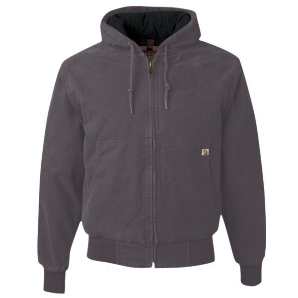 DRI DUCK Men's Cheyenne Boulder Cloth™ Hooded Jacket with Tricot Quilt Lining, Charcoal, Front view