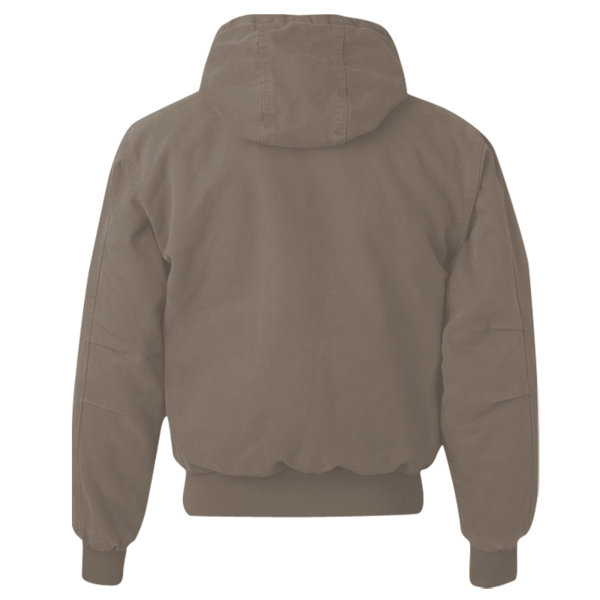 DRI DUCK Men's Cheyenne Boulder Cloth™ Hooded Jacket with Tricot Quilt Lining, Gravel, Back view