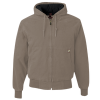 DRI DUCK Men's Cheyenne Boulder Cloth™ Hooded Jacket with Tricot Quilt Lining, Gravel, Front view