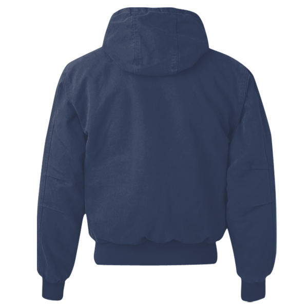 DRI DUCK Men's Cheyenne Boulder Cloth™ Hooded Jacket with Tricot Quilt Lining, Navy, Back view