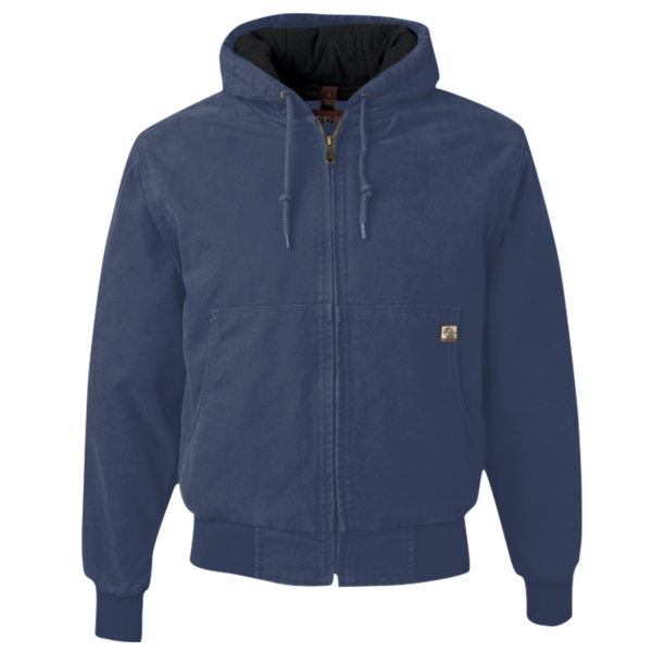 DRI DUCK Men's Cheyenne Boulder Cloth™ Hooded Jacket with Tricot Quilt Lining, Navy, Front view