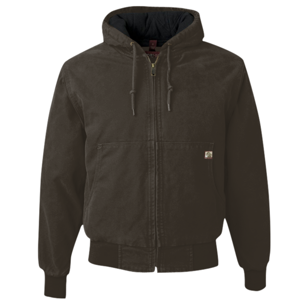 DRI DUCK Men's Cheyenne Boulder Cloth™ Hooded Jacket with Tricot Quilt Lining, Tobacco, Front view