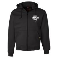 DRI DUCK Men's Crossfire Heavyweight Power Fleece Hooded Jacket with Thermal Lining, Black, Front view, Mockup