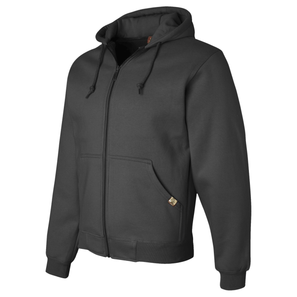 DRI DUCK Men's Crossfire Heavyweight Power Fleece Hooded Jacket with Thermal Lining, Dark Oxford, Left Sleeve view