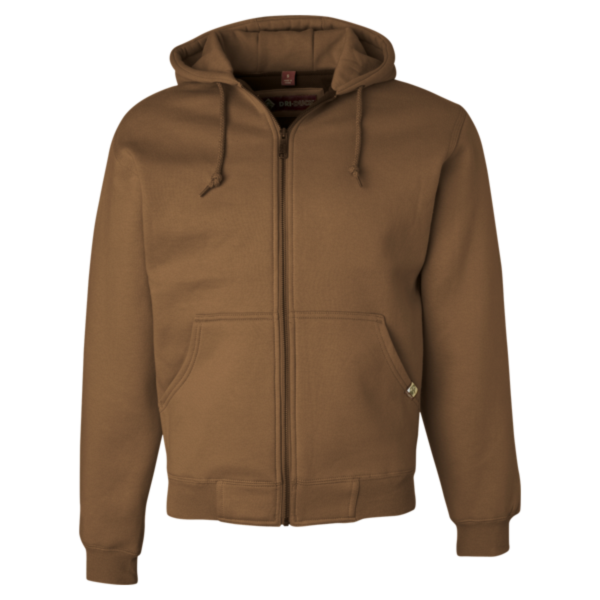 DRI DUCK Men's Crossfire Heavyweight Power Fleece Hooded Jacket with Thermal Lining, Saddle, Front view