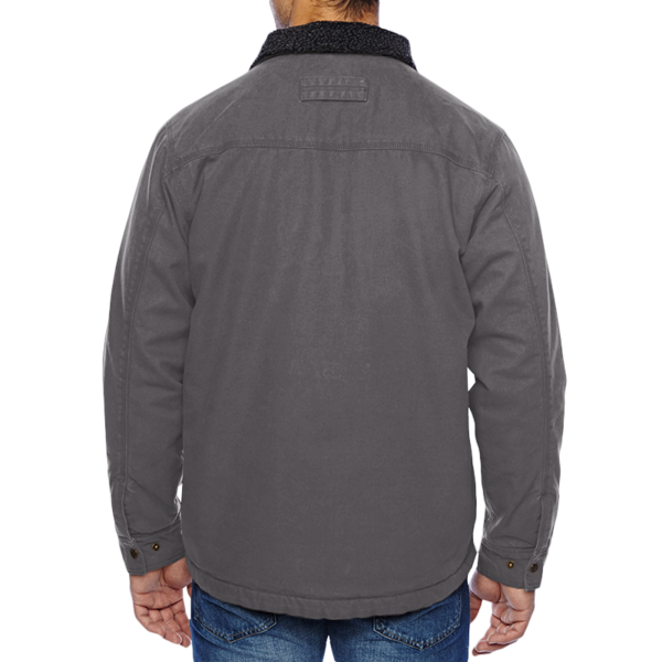 DRI DUCK Men's Endeavor Canyon Cloth™ Canvas Jacket with Sherpa Lining, Charcoal, Back view